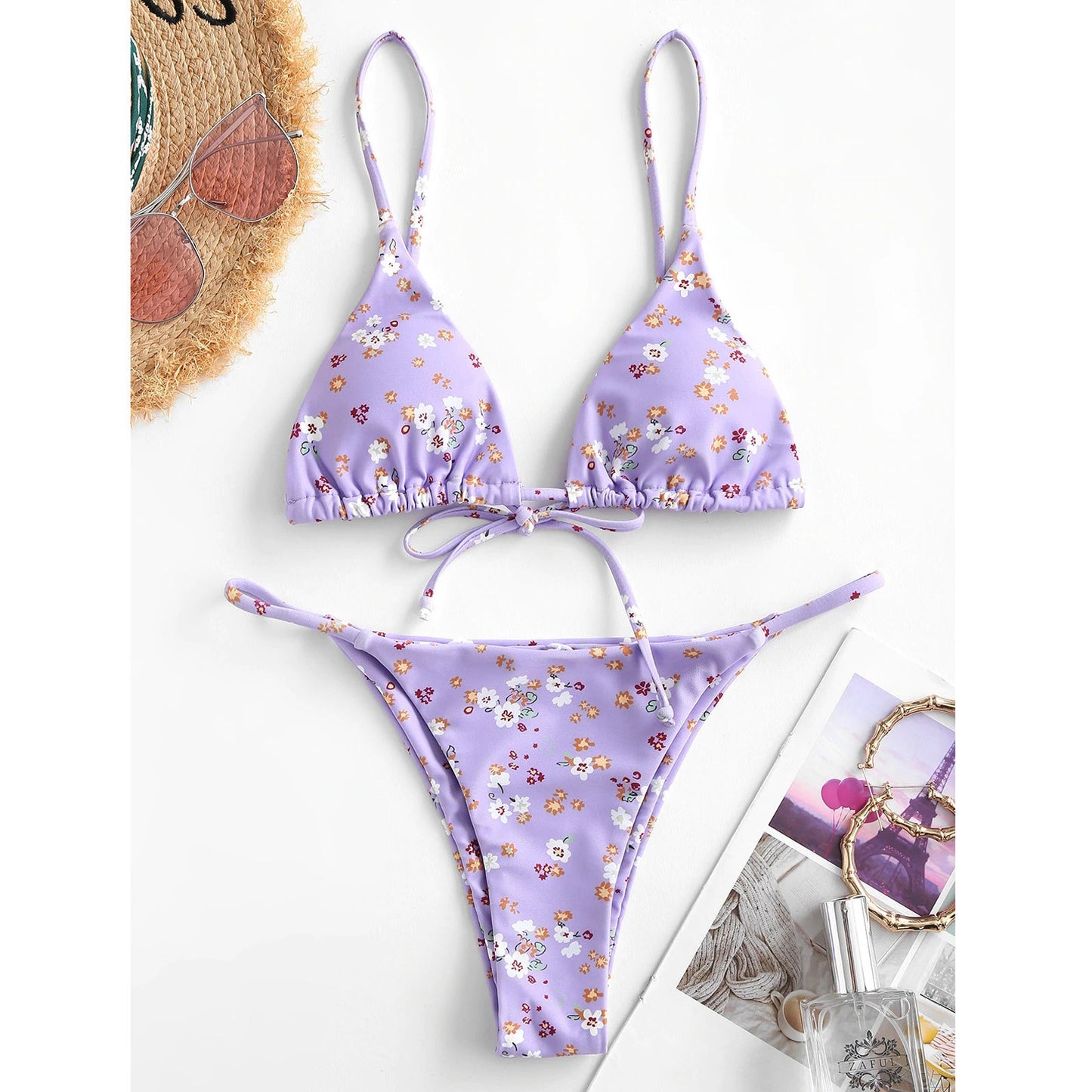 Ensemble bikini sexy tie-dye à licou