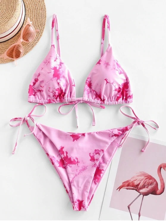 Ensemble bikini sexy tie-dye à licou