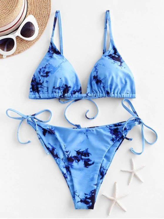 Ensemble bikini sexy tie-dye à licou