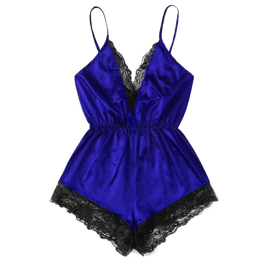New Underwear Home Lace Sling Taffeta Jumpsuit