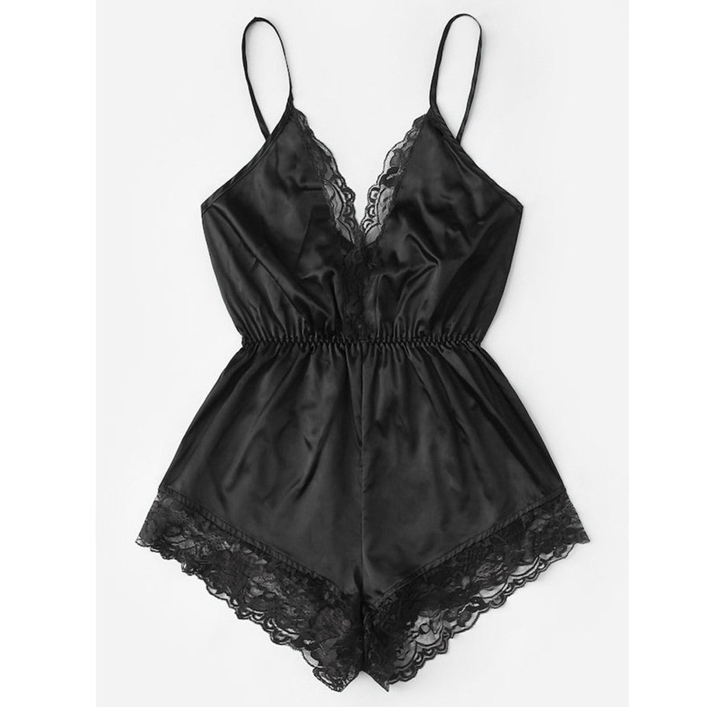 New Underwear Home Lace Sling Taffeta Jumpsuit