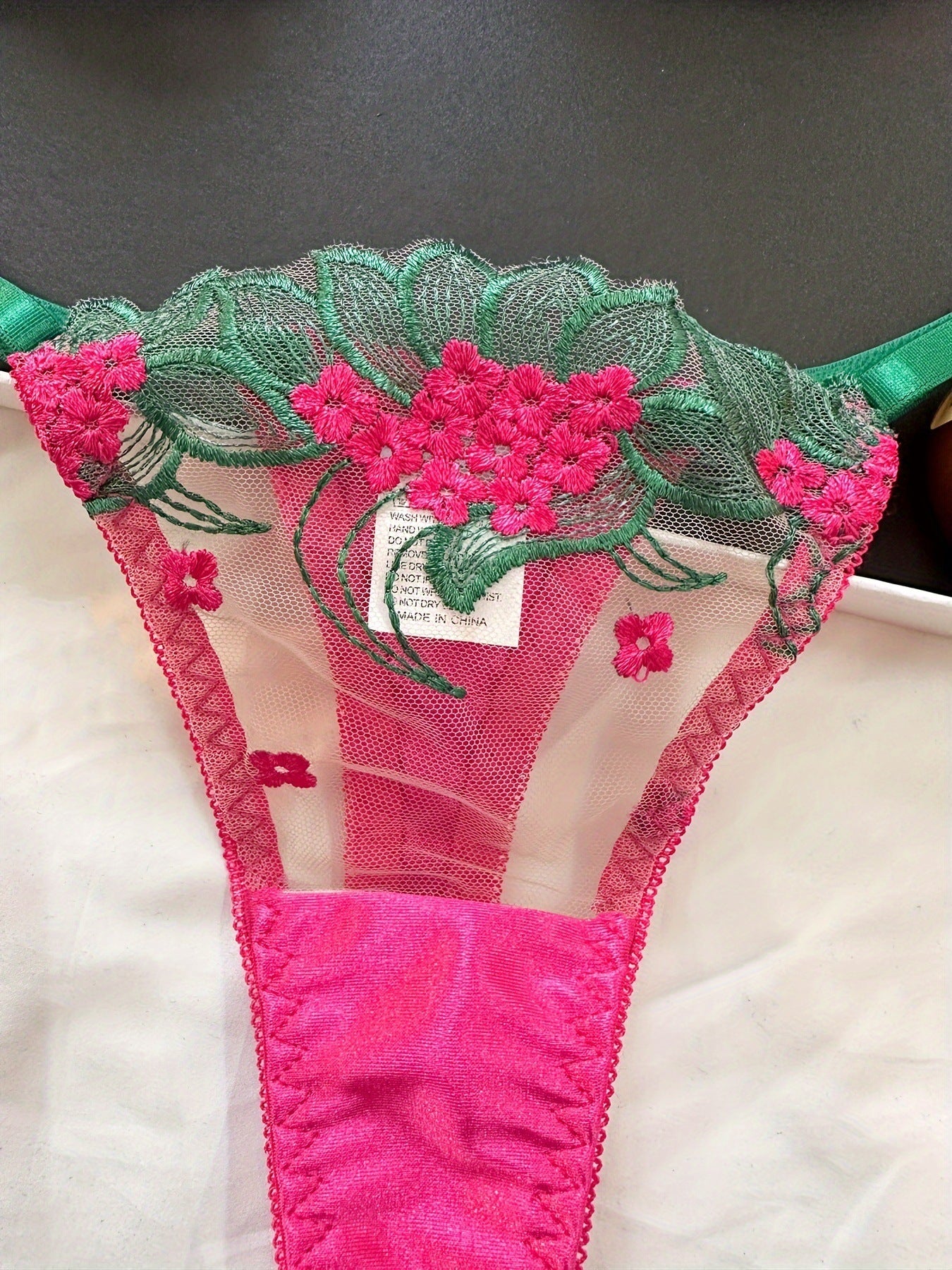 Valentine's Day Multi-color Hot Mesh Embroidery See-through Lingerie