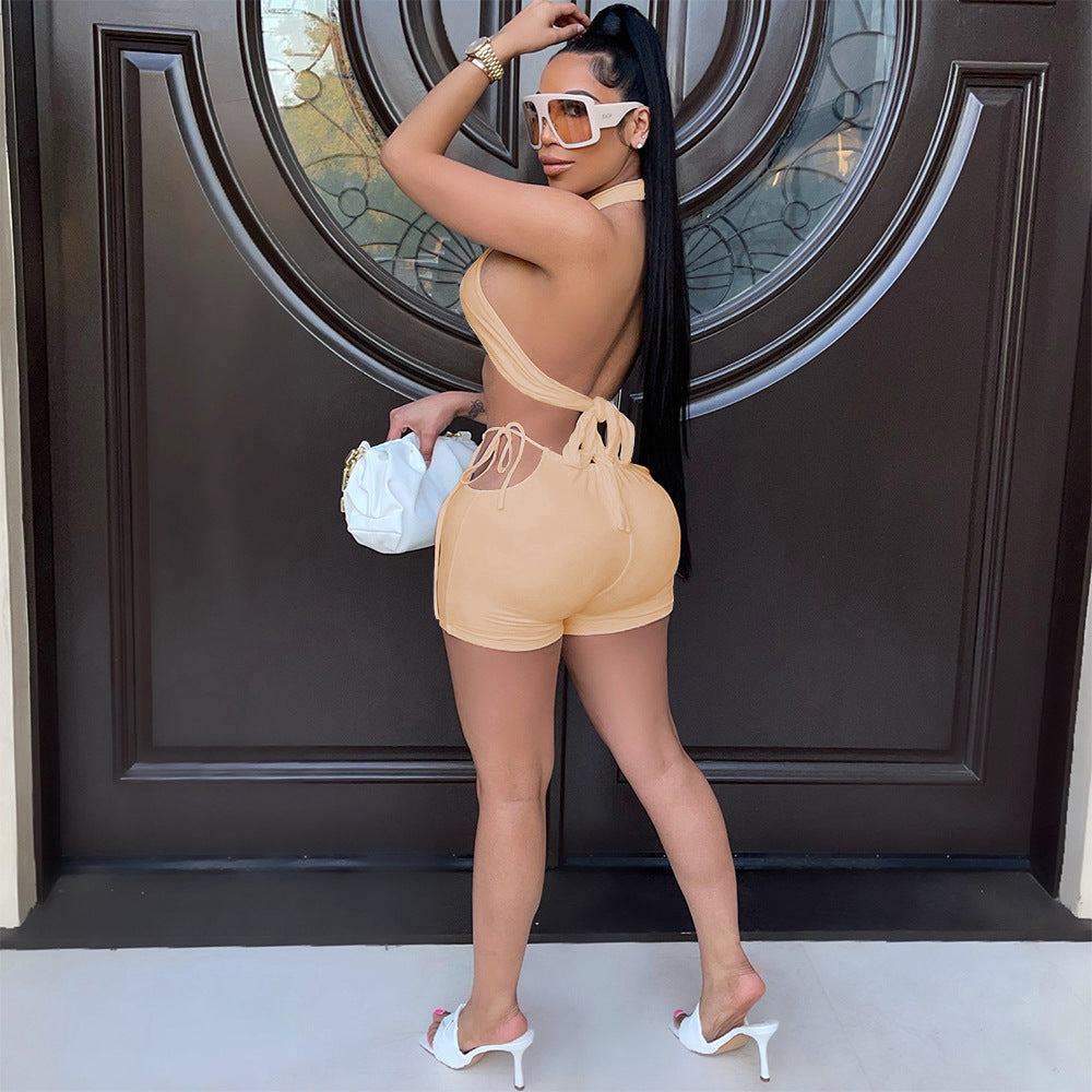 Ensemble short sexy à licou pour femme