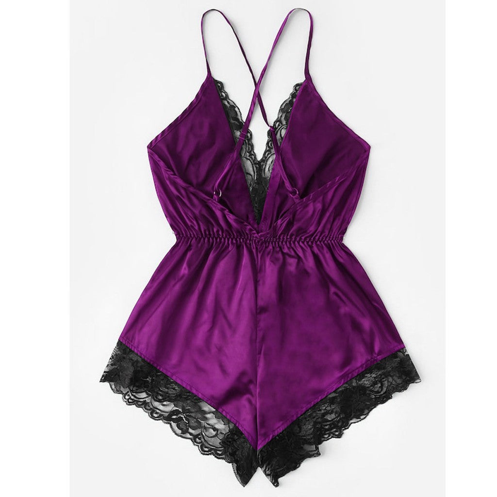 New Underwear Home Lace Sling Taffeta Jumpsuit