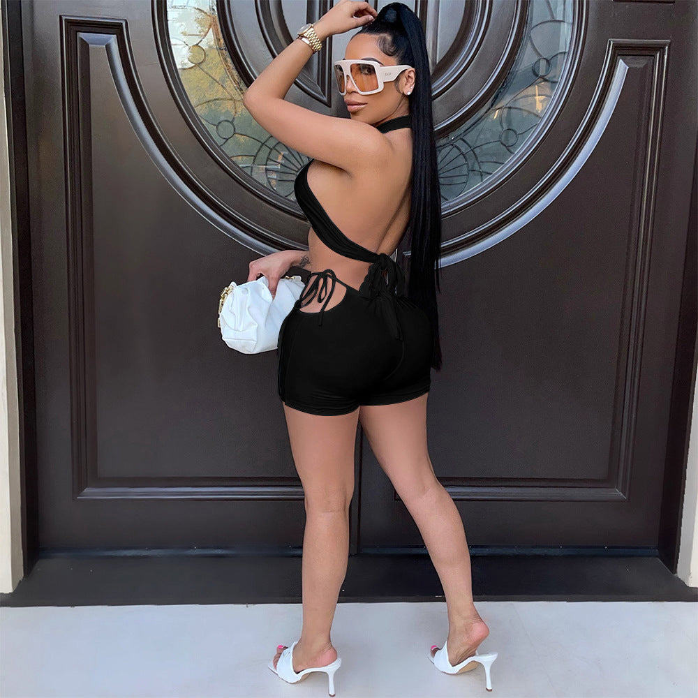Ensemble short sexy à licou pour femme