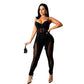 Mesh See-Through Sexy Suspender Jumpsuit