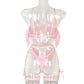 Pompons Pleated Skirt See-through Comfortable Mesh Lingerie Set