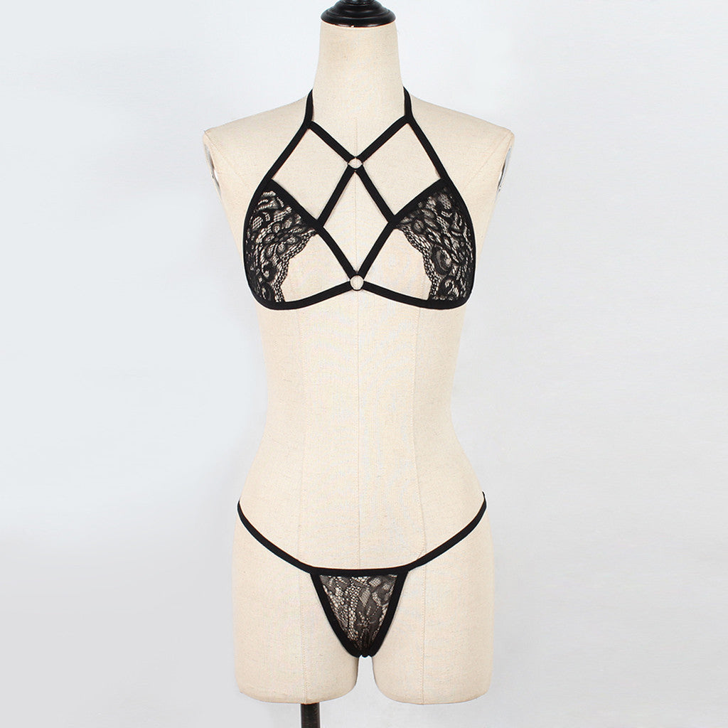 Girls sexy perspective hollow Underwear Set
