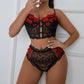 Women's Red Lace Split Lingerie Set