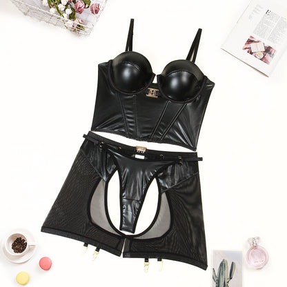 Sling Underwear Suit Sexy Mesh Sexy Three-piece Set