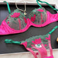 Valentine's Day Multi-color Hot Mesh Embroidery See-through Lingerie