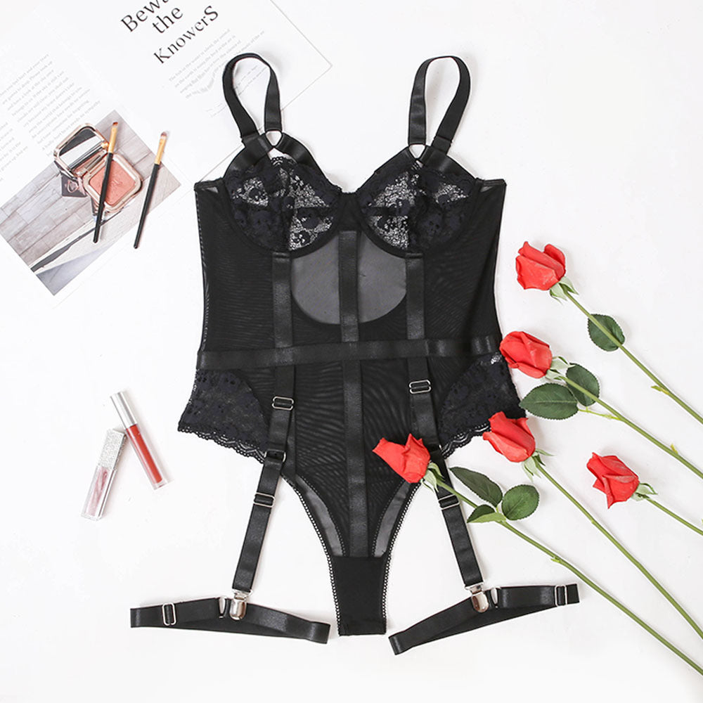 Europe And The United States Lace  Nightclub Outfit Erotic Jumpsuit