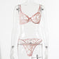 European And American Women's Crochet Lace Perspective Bow Lingerie