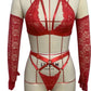 Cross Strap Sexy Underwear Set With Silk Stockings