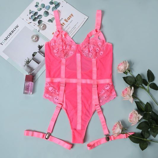 Europe And The United States Lace  Nightclub Outfit Erotic Jumpsuit
