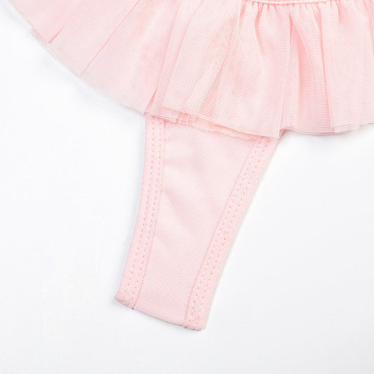 Pompons Pleated Skirt See-through Comfortable Mesh Lingerie Set