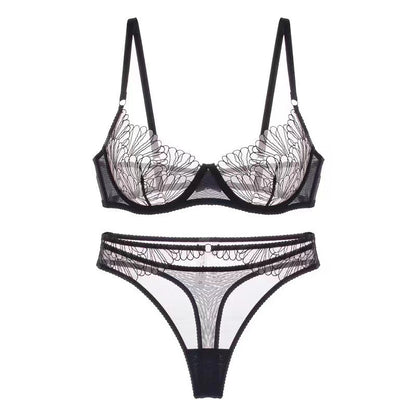 Sexy Underwear Shell Embroidery Bra Set