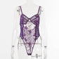 Sexy Erotic Lace Underwear Butterfly Embroidery Shaping Bodysuit