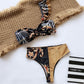Ruffled one-shoulder sexy printed bikini