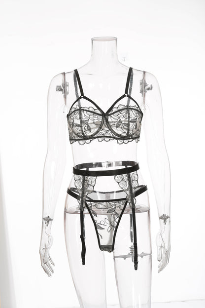 Women's Lace Perspective Sexy Eyelashes Erotic Suit