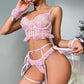 Fashion Embroidered Lace Underwear Backless Hollow Out Lingerie Suit