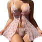 Sexy Floral Sheer Mesh Pure Lace Strap Sexy Lingerie Suit