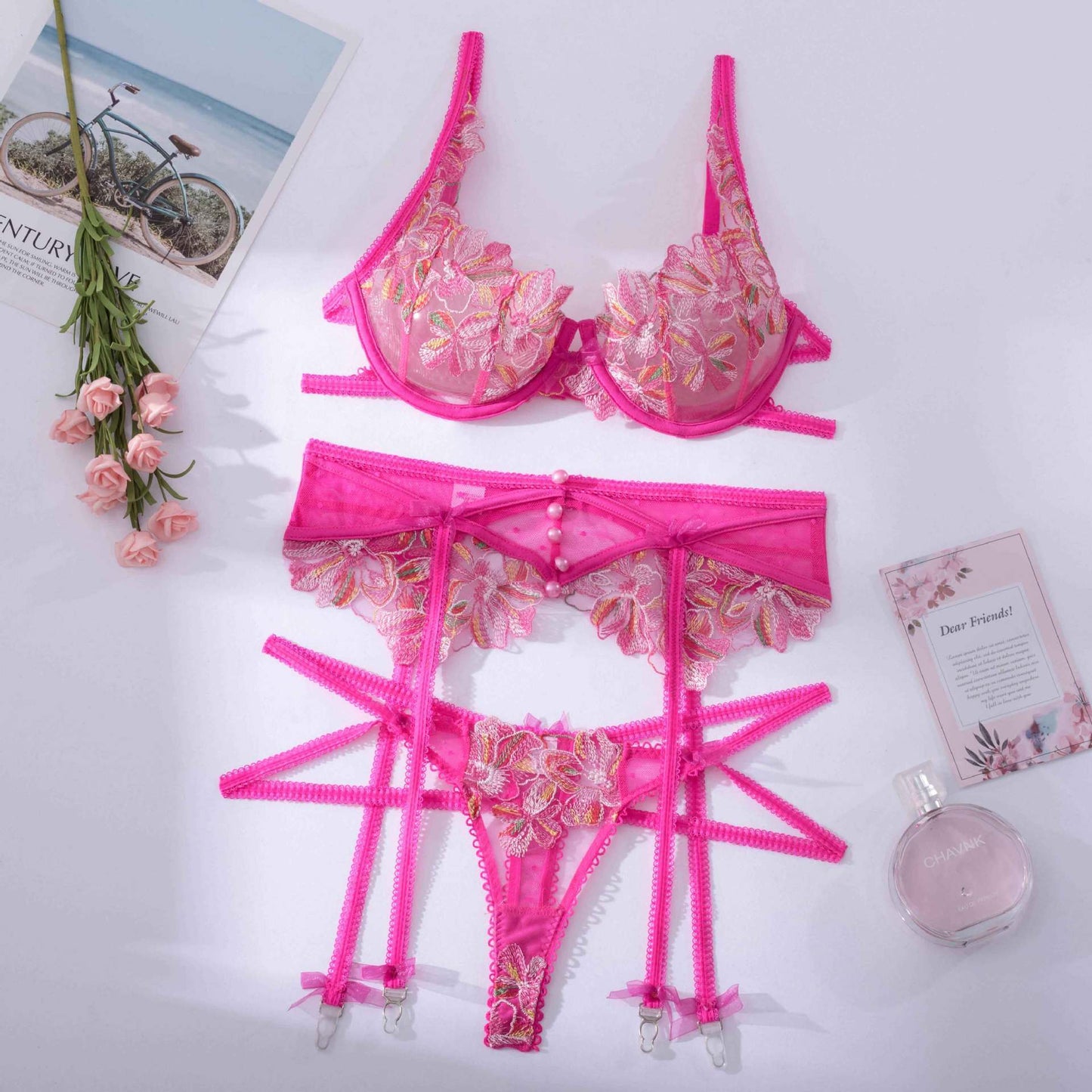 New Debut Lace Steel Ring Embroidered Straps Erotic Underwear