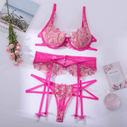 New Debut Lace Steel Ring Embroidered Straps Erotic Underwear