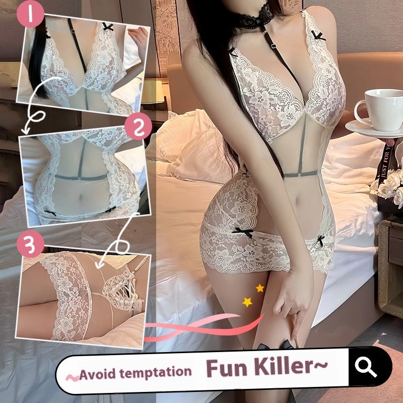 Sheer Mesh Lace Slip Nightdress Sexy