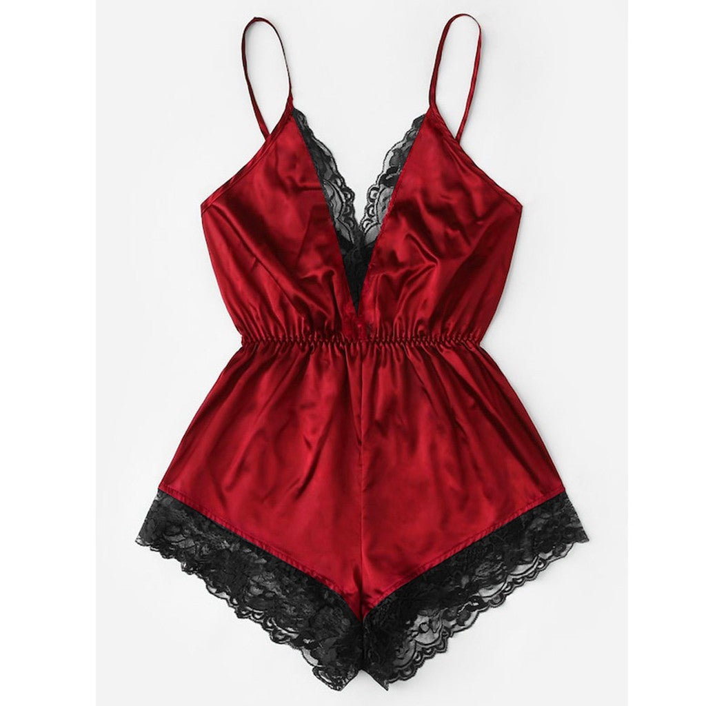 New Underwear Home Lace Sling Taffeta Jumpsuit