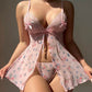 Sexy Floral Sheer Mesh Pure Lace Strap Sexy Lingerie Suit