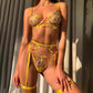 Ellolace Lingerie Sensual Lace Underwear Transparent Embroidery 3-Piece Garters