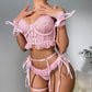 Fashion Embroidered Lace Underwear Backless Hollow Out Lingerie Suit