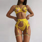 Metal Accessories With Halter Leg Ring Lingerie 6-piece Set