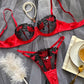Valentine's Day Multi-color Hot Mesh Embroidery See-through Lingerie