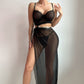 Halter Midriff-baring Top With Slit Skirt Sexy Lingerie For Women
